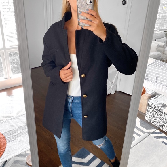 🖤 ELEGANT CONTEMPORARY BLACK COAT! - Picture 1 of 12